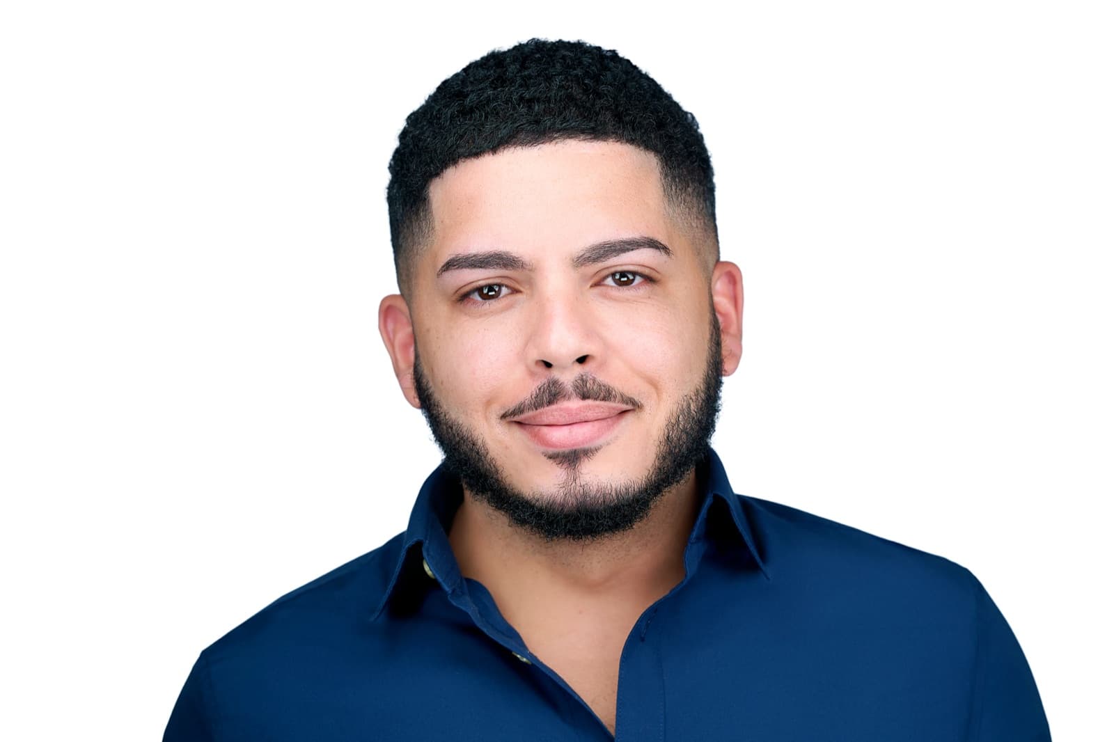 Set of individual headshots from a completed team session, smiling professionals against a white background.