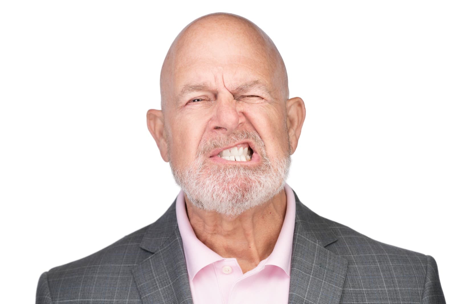 Set of individual booth headshots with playful, exaggerated expressions against a white background.